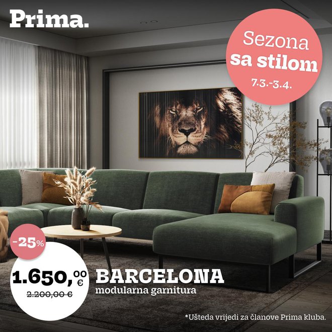 Modularna garnitura Barcelona iz Prima ponude uklapa se u svaki interijer/Foto: Prima