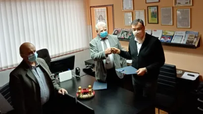 Župan Damir Bajs, predsjednik Matice umirovljenika Općine Veliko Trojstvo Andrija Antolović&nbsp;i načelnik Općine Veliko Trojstvo, Ivan Kovačić / Foto: Deni Marčinković