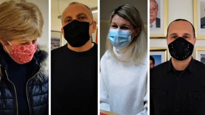 Vlasnica obrta Olgica Brkić, veterinar Mate Karaula, vlasnica pekarskog obrta Imako Matea Kolaček &Scaron;aravanja i mladi poduzetnik Tomislav Družin popisali su u četvrtak ugovore s Gradom Daruvarom/Foto: Dijana Puhalo