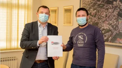 Gradonačelnik Damir Lneniček i predsjednik Sportske zajednice Grada Daruvara, Tihomir Djedović/Foto: Predrag Uskoković