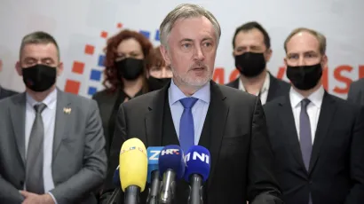 Konferencija za medije Miroslava &Scaron;kore nakon prvog Općeg sabora Domovinskog pokreta/Foto: Bruno Konjevic/CROPIX