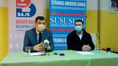 Bjelovarsko-bilogorski župan Damir Bajs i Željko Held, predsjednik ŽO Stranke umirovljenika/ Foto: Deni Marčinković