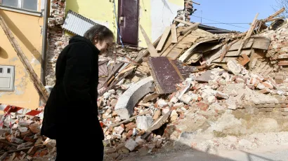 Atmosfera u Petrinji nakon dana&scaron;njeg novog snažnog potresa/Foto: Goran Mehkek/CROPIX