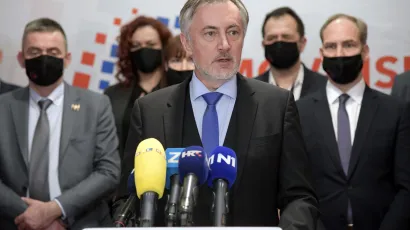 Konferencija za medije Miroslava &Scaron;kore nakon prvog Općeg sabora Domovinskog pokreta/Foto: Bruno Konjevic/CROPIX