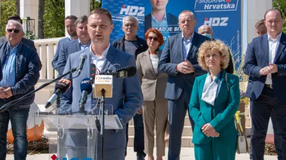 Kandidat HDZ-a i HSLS-a za župana Bjelovarsko-bilogorske županije Marko Maru&scaron;ić i kandidatkinja za njegovu zamjenicu, Marija Jungić/Foto: HDZ