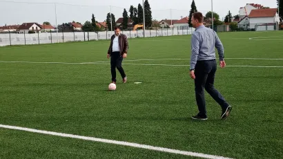 Dario Hrebak i Marko Maru&scaron;ić zajedno su zaigrali nogomet, kao nekad/ Foto: Deni Marčinković