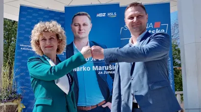 Kandidati HDZ-a i HSLS-a za župana i dožupanicu, Marko Maru&scaron;ić i Marija Jungić