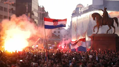 Prosvjed na zagrebačkom Trgu bana Jelačića "Zajedno za slobodu, stop COVID potvrdama"/Foto: Dragan Matić/CROPIX