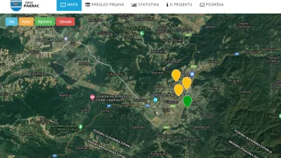 Na karti su označena mjesta prijava/Foto: Screenshot
