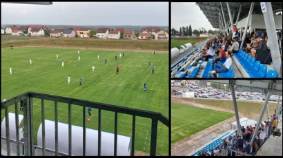 Unatoč ki&scaron;i, solidan broj navijača do&scaron;ao je pogledati prvu utakmicu na novi stadion u Bjelovaru/Foto: MojPortal