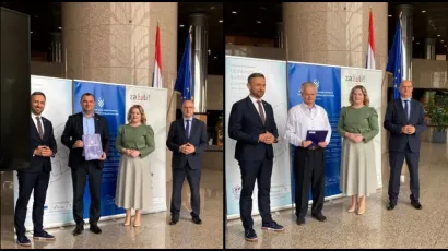Damir Lneniček i Damir Bokun s ministrom Piletićem i potpredsjednicom Vlade Anjom &Scaron;impragom/Foto: Grad Daruvar