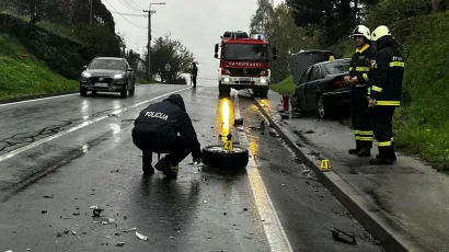 Očevid prometne nesreće na izlazu iz Daruvara/Foto: Ivan Ga&scaron;par/MojPortal.hr