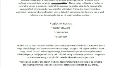 Primjer lažnog mail/ Foto: PU pože&scaron;ko-slavonska