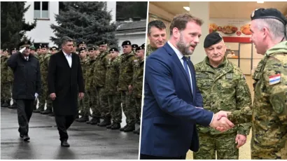 Milanović i Banožić s vojnicima/Foto: Ured predsjednika Republike Hrvatske/Dario Andri&scaron;ek i MORH/ F. Klen