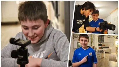 Teo se veseli stativu za fotoaparat kojeg mu je darovao Daruvarčanin koji želi ostati anoniman/Foto: MojPortal.hr