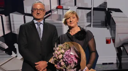 Robert &Scaron;veb, glavni ravnatelj HRT-a i Marijana Kranjec/ Foto: Dario Njavro/HRT<br>