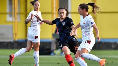 Iva Bukač tijekom utakmice za hrvatsku reprezentaciju ptoriv &Scaron;vicarske/Foto: Ronald Gorsic/CROPIX