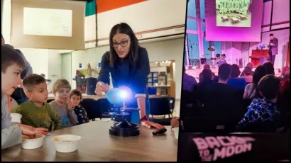 Astro vrtić koji se održava danas u 11 sati (lijevo) i jučera&scaron;nje predavanje Ante Radonića o povratku na Mjesec/Foto: Nikica Puhalo