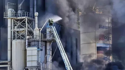 Vatrogasci su spriječili da vatra uništi veliki silos s kemikalijama/Foto: Nikica Puhalo/MojPortal.hr