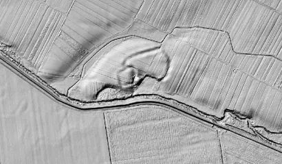 LIDAR (laserski radar) prikaz utvrde Pakar u Badljevini na čijem prostoru postoji samostan Sv. Augustina. Srednjovjekovna utvrda s podgrađem prostire se na više od 10 hektara/Foto: Krešimir Vacek