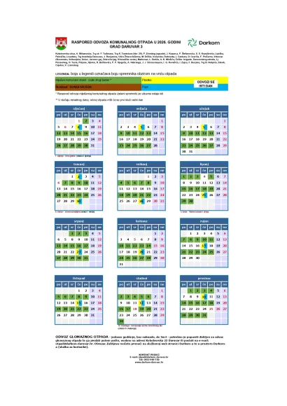 Raspored odvoza otpada u Daruvaru/Foto: Darkom