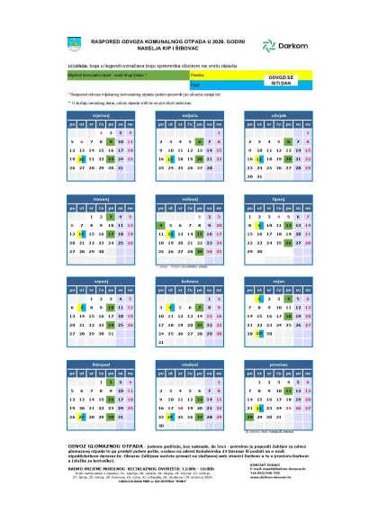 Raspored odvoza otpada u Kipu i &Scaron;ibovcu/Foto: Darkom