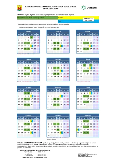 Raspored odvoza otpada u Đulovcu/Foto: Darkom