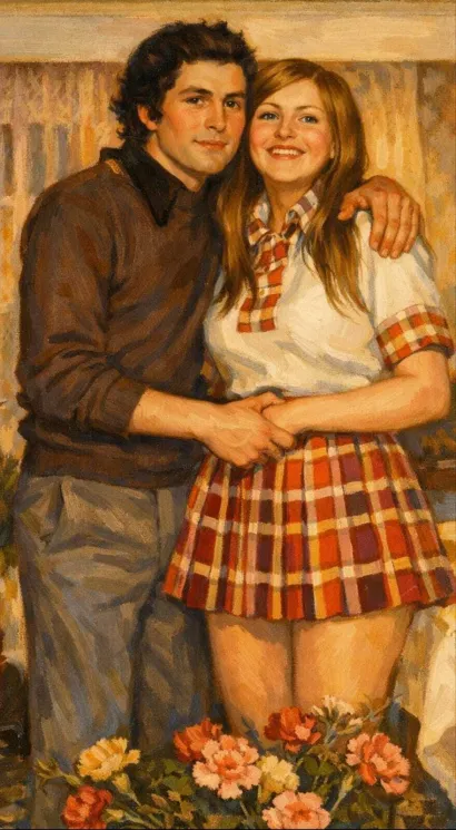 Jo&scaron; jedna AI osvježena uspomena iz mladih dana: Marta u haljini koju je &scaron;ivala čuvena hercegovčanska krojačica/Foto: Privatni album 