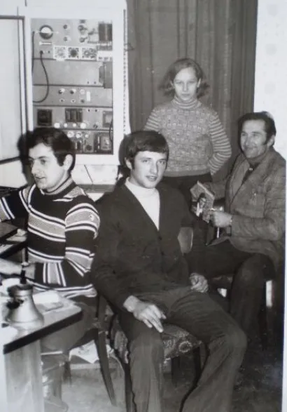 Jovo i Marija u starom studiju, s domarom Vinkom Zorićem i Marijinim zamjenikom Markom Kovačem/Foto: Privatni album