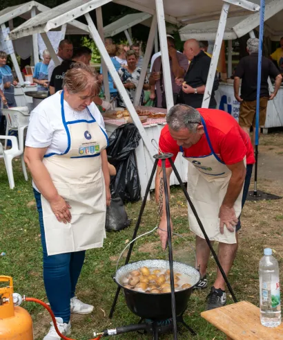 Članovi Udruženja obrtnika Vi&scaron;kovo-Kastav-Klana-Jelenje iz Primorsko-goranske županije pripremili su panirane inćune i krumpir salatu/Foto: Predrag Uskoković/Grad Daruvar