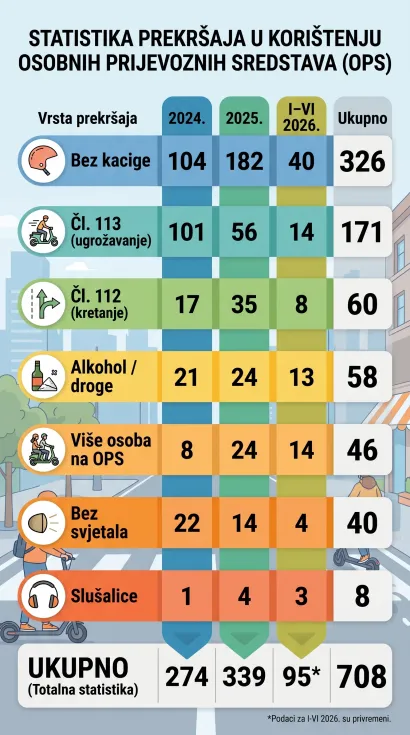 * Podaci za 2026. obuhvaćaju razdoblje siječanj&ndash;lipanj. Izvor: PU bjelovarsko-bilogorska