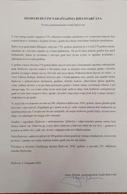 Pismo gradonačelnika budućim generacijama/Foto: Suzana Balen