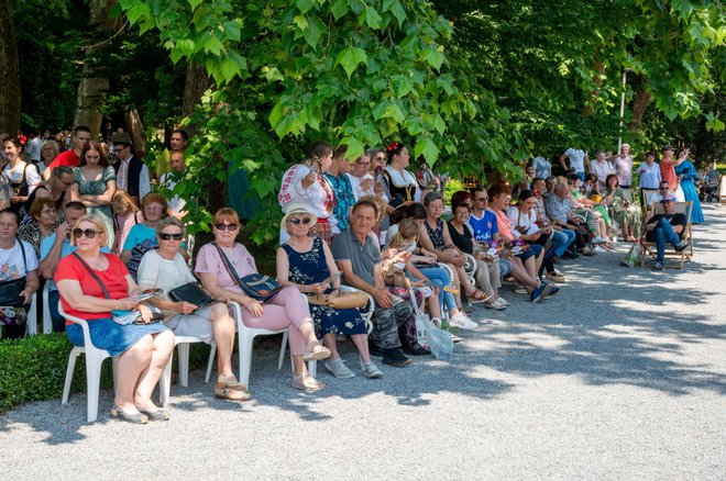 Posjetitelji na folklornom mozaiku u Julijevom parku/Foto: Grad Daruvar/Predrag Uskoković
