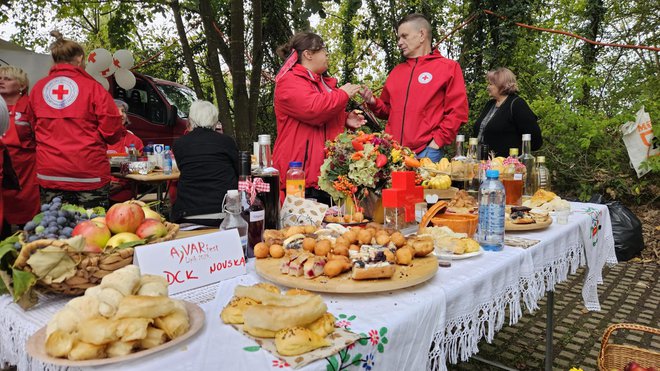 Gozba s domaćim proizvodima na štandu Gradskog društva Crvenog križa Novska./ Foto: Nikica Puhalo/MojPortal.hr