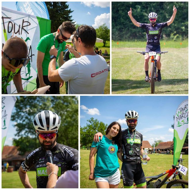 Pobjeda na MTB utrci Tour de Marča (Ivanić Grad), Ivica Kostelić dodjeljuje Saši medalju/Foto: Privatni album