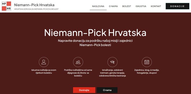 Internetska stranica Udruge Niemann-Pick Hrvatska/Foto: Screenshot